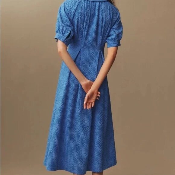 Anthropologie English Factory Puff-Sleeve Shirt Dress M $148 NWT - Picture 2 of 4